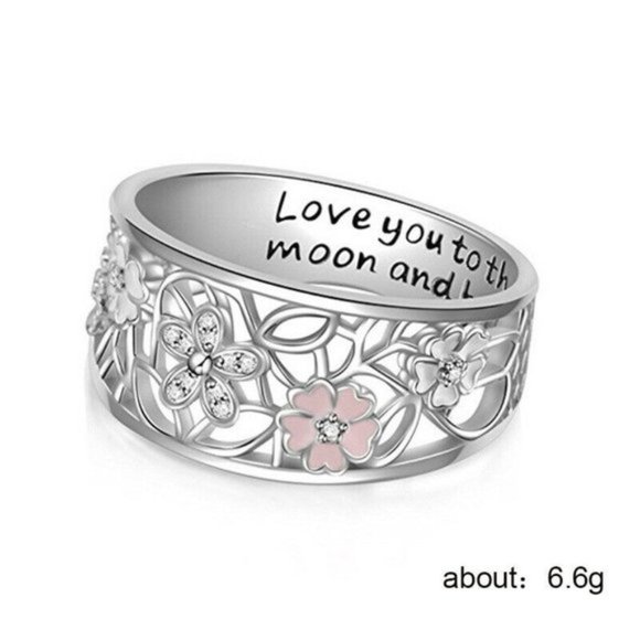 New 925 Silver Flowers Ring New - Picture 2 of 2